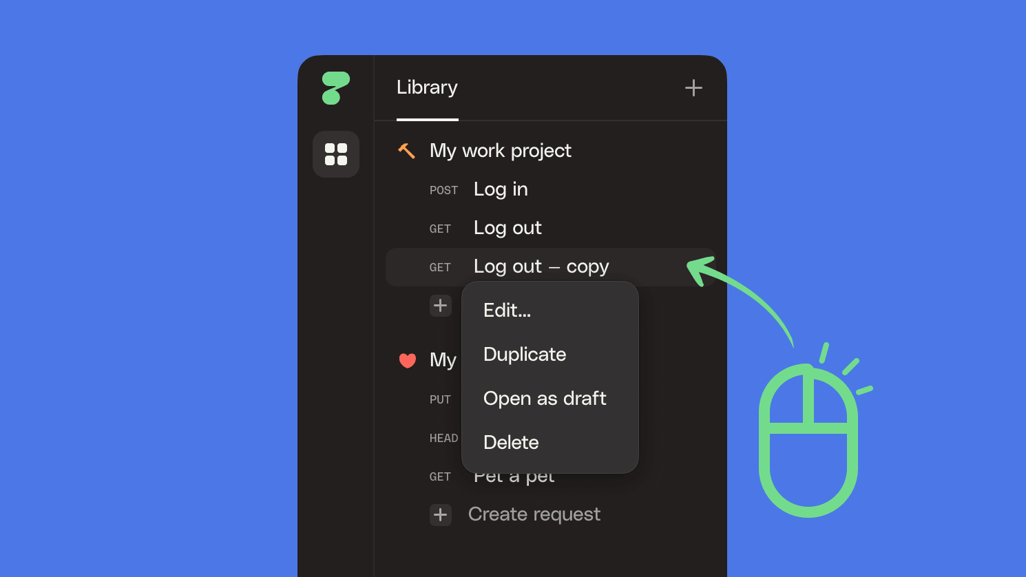 right click to open context menu